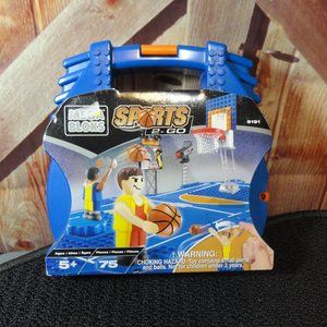 Mega Bloks Sports 2 go Build a basketball court N play~travel case~NIP~Cute